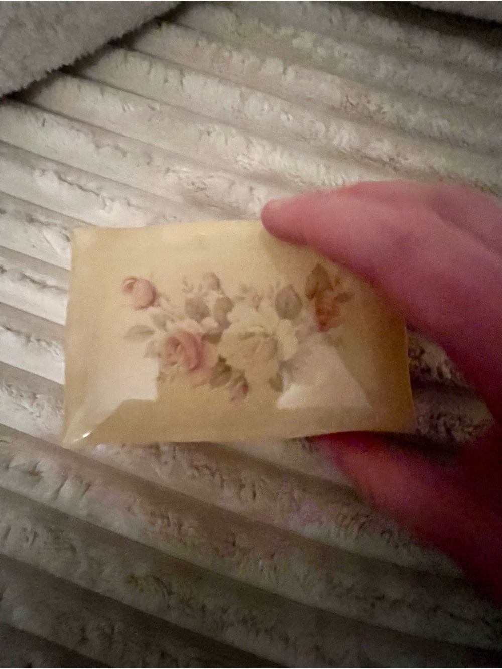 Vintage Alabaster Floral Trinket Box—Cream with Pink Roses